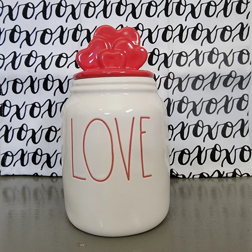 Rae Dunn Canister Red LOVE Red Heart Topper Baby Canister Valentine's Day Decor